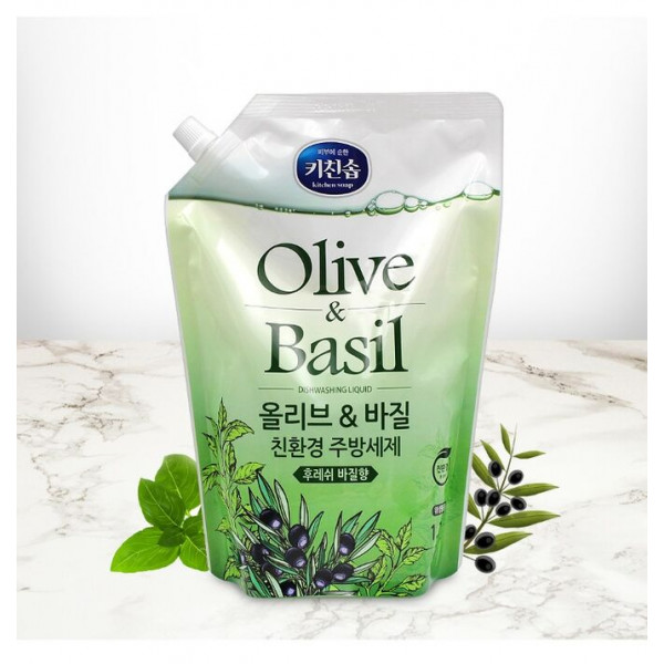 Фото - Средство для ручного мытья посуды Mukungwha овощей, фруктов и детских бутылочек Оливка и Базилик 1,2л