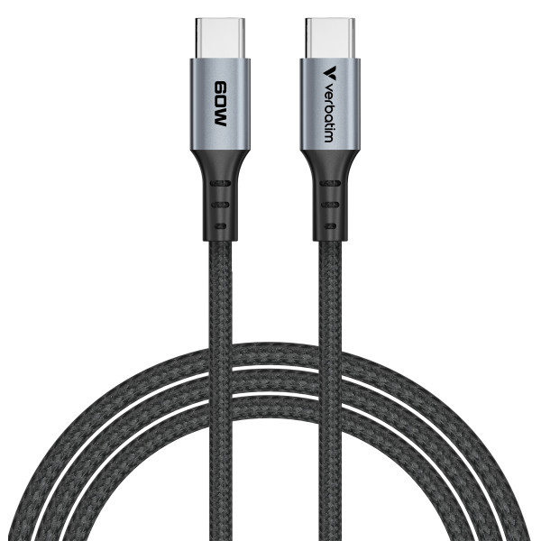 Фото - Кабель синхронизации данных Verbatim 60 Вт USB-C–USB-C 120 см Black (31845)