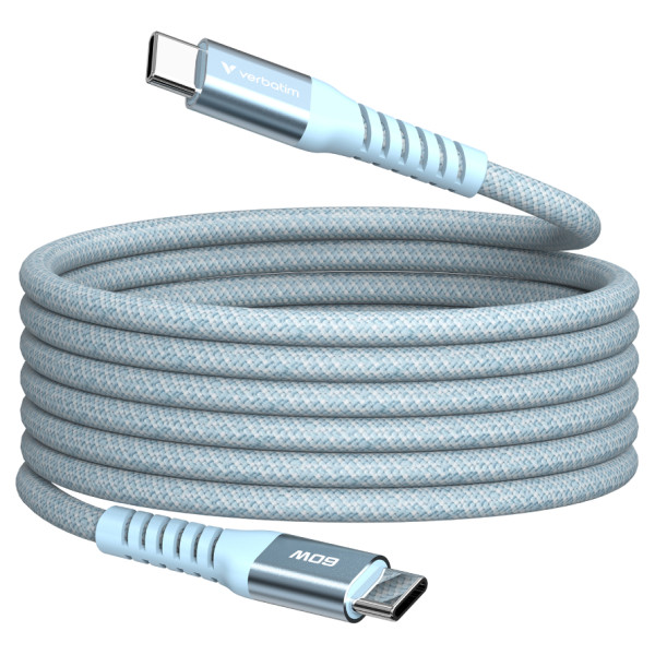 Фото - Кабель синхронизации данных Verbatim 60 Вт USB-C–USB-C 120 см Blue (31852)