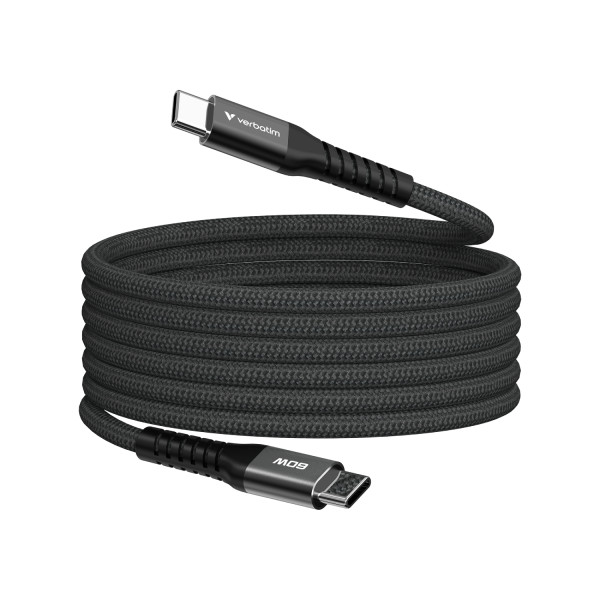 Фото - Кабель синхронизации данных Verbatim 60 Вт USB-C–USB-C 120 см Black (31859)