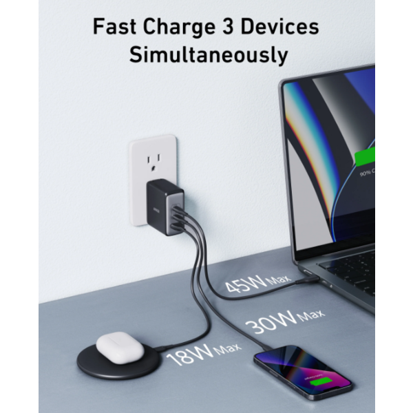 Фото - Сетевое зарядное устройство Anker PowerPort 736 Nano II - 100W 2xUSB-C PD & 1xPIQ GaN Black (A2145G11)