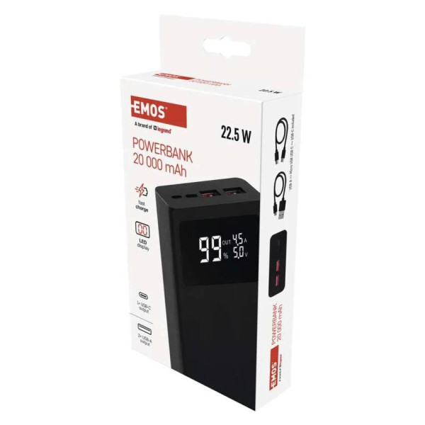 Фото - Батарея мобильная EMOS B0532B BetaQ20 22,5W/20000mAh, черный, PD20W