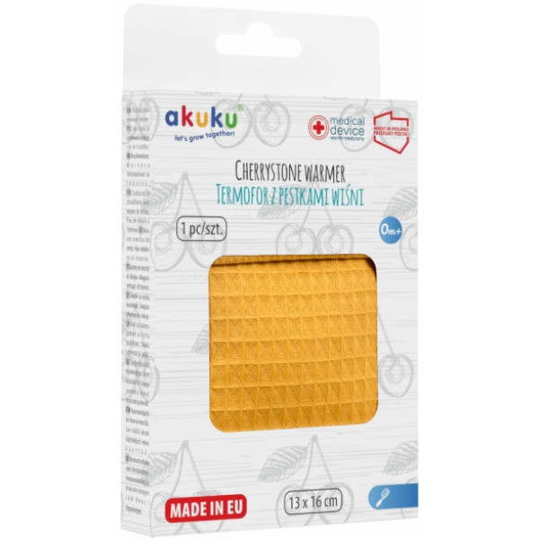 Фото - Сухая грелка для малыша Akuku с вишневыми косточками 13x16 см, желтый (A0636)