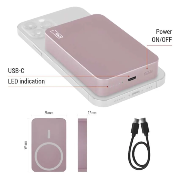 Фото - Батарея мобильная EMOS B0551S WI1046 20W/10000mAh, розовый, PD20W