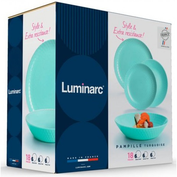 Фото - Столовый сервиз Luminarc Pampille Turquoise 18 пр (Q6154)