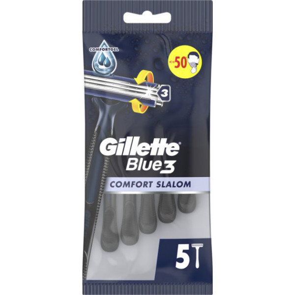 Фото - Станок мужской одноразовый Gillette BLUE 3 Comfort Slalom 5шт