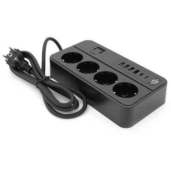 Фото - Сетевой фильтр Voltronic G13 4 Socket+4 USB 3,2А+2 Type-C 2m (33574)