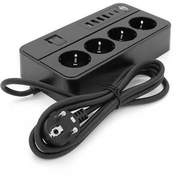Фото - Сетевой фильтр Voltronic G13 4 Socket+4 USB 3,2А+2 Type-C 2m (33574)