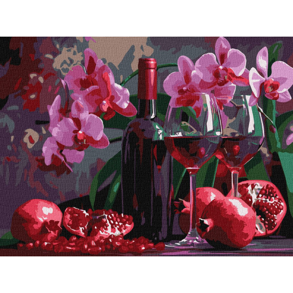 Фото - Картина по номерам Ideyka Вино и орхидеи 30х40 см (KHO5696)
