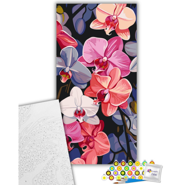 Фото - Картина по номерам ArtCraft Яркие орхидеи 40х80 см (13072-AC)