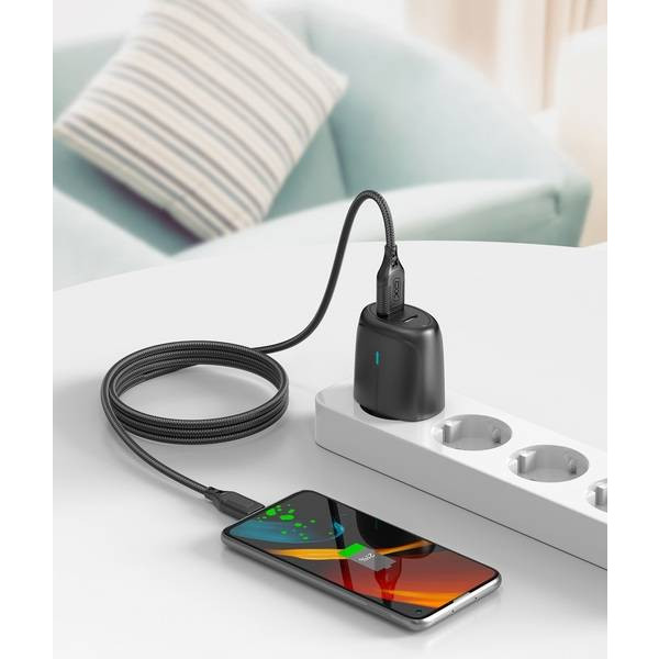 Фото - Кабель синхронизации данных XO NB235 Zebra Series Braided USB-A to Micro 1 m (Чорний)