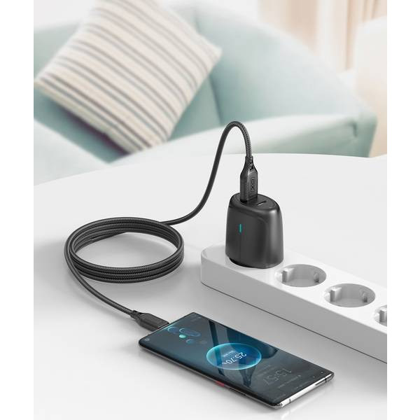 Фото - Кабель синхронизации данных XO NB235 Zebra Series Braided USB-A to Type-C 1 m (Чорний)