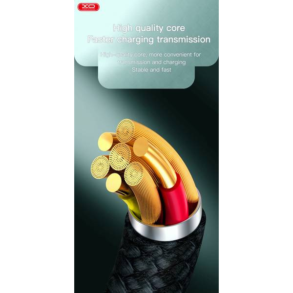 Фото - Кабель синхронизации данных XO NB235 Zebra Series Braided USB-A to Type-C 1 m (Чорний)