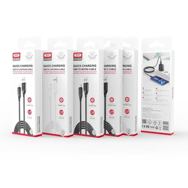 Фото - Кабель синхронизации данных XO NB235 Zebra Series Braided USB-A to Type-C 1 m (Чорний)