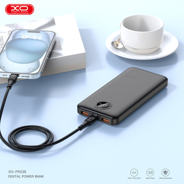 Фото - Батарея мобильная XO PR238 - 10000 mAh PD20W + QC22.5W (PR238_Black)
