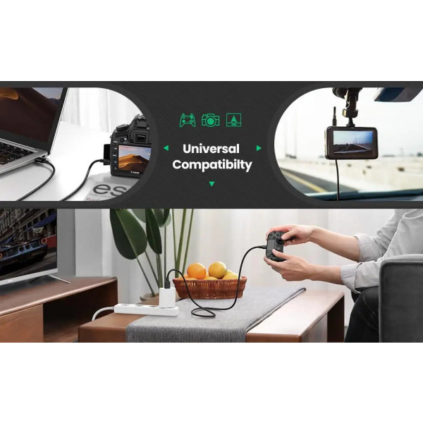 Фото - Кабель синхронизации данных UGREEN US132 USB-А 2.0 Male to Mini USB 5pin Male Cable 0.5m Black (10354)