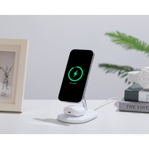 Фото - Беспроводное зарядное устройство Canyon WCS-205 15W Qi2 2in1 White (CNS-WCS205W)