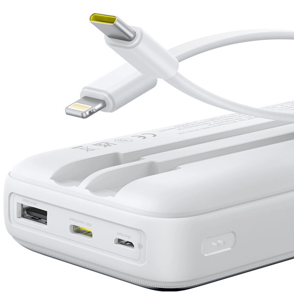 Фото - Батарея мобильная Baseus 20000mAh Lipow 22,5W PD,QC USB-A,MicroUSB,USB-C In/Out, Built-In Lightning/USB-C cable (P10079102213-00)