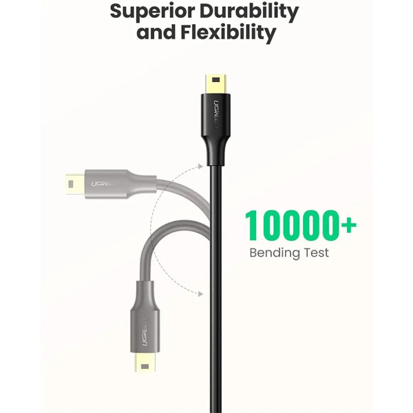 Фото - Кабель синхронизации данных UGREEN US132 USB-А 2.0 Male to Mini USB 5pin Male Cable 0.5m Black (10354)