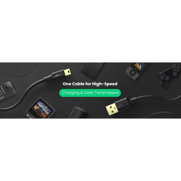 Фото - Кабель синхронизации данных UGREEN US132 USB-А 2.0 Male to Mini USB 5pin Male Cable 0.5m Black (10354)
