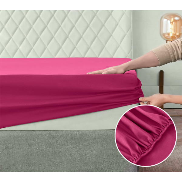 Фото - Простынь односпальная Zastelli на резинке Джерси фуксия 100х200+ 25 см (09468-002002)