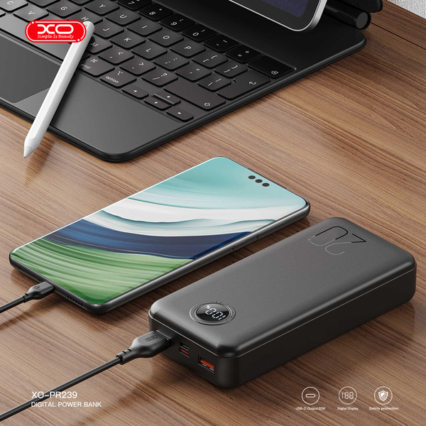 Фото - Батарея мобильная XO PR239 - 20000 mAh PD20W + QC22.5W Black (PR239_Black)