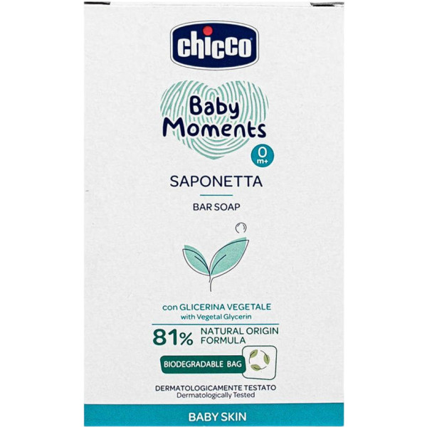 Фото - Мыло кусковое детское Chicco Мягкая пена Baby Moments 100 г (10398.00)