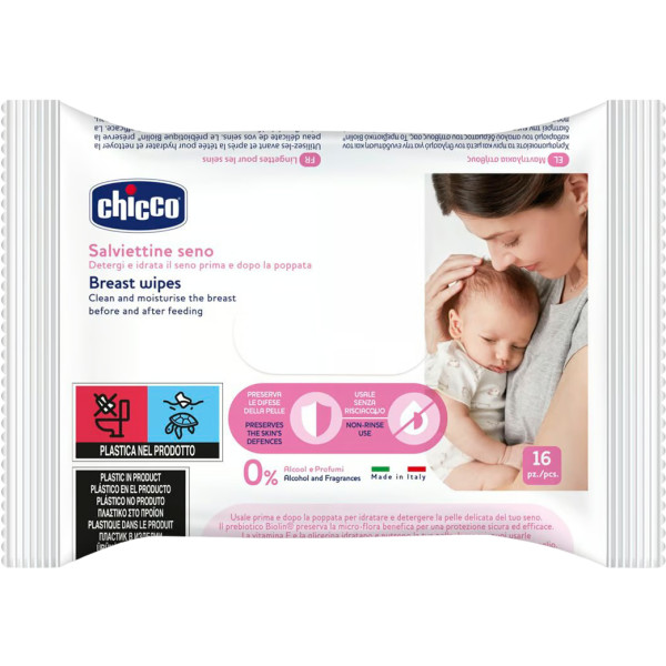 Фото - Салфетки гигиенические влажные Chicco очищающие для груди 16 шт. (09165.00)