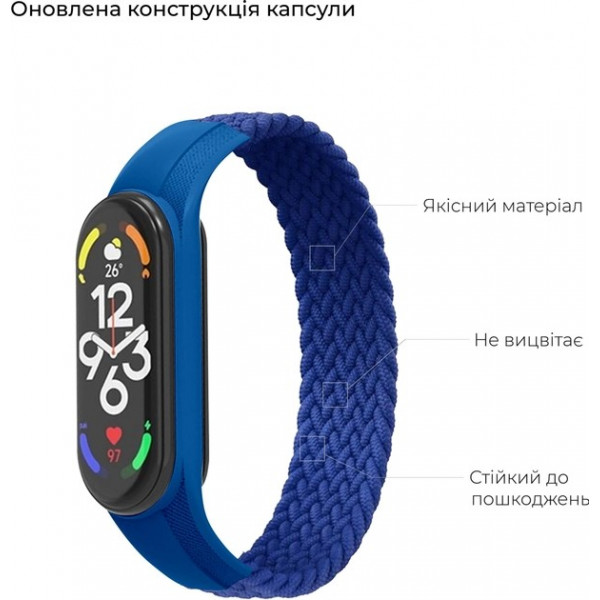 Фото - Ремешок для фитнес-браслета Armorstandart Braided Solo Loop for Xiaomi Mi Band 7/6/5/4 Blue size M (ARM58764)