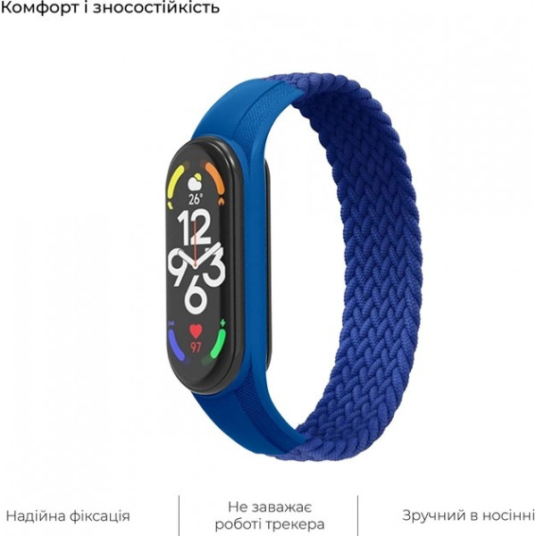 Фото - Ремешок для фитнес-браслета Armorstandart Braided Solo Loop for Xiaomi Mi Band 7/6/5/4 Blue size M (ARM58764)