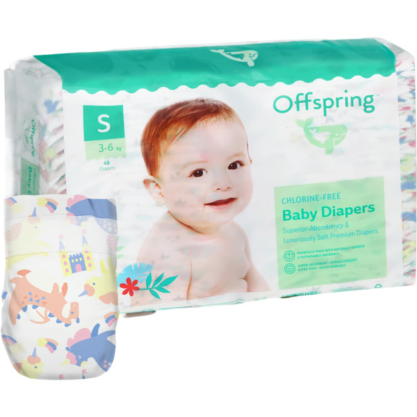 Фото - Одноразовые подгузники Offspring размер S 3-6 кг 48 шт. Сказочный мир (DP-OI-FAT-S48P-FRT)