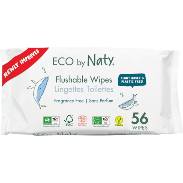 Фото - Влажная туалетная бумага детская Eco By Naty смывающая, 56 шт. (7330933177269)