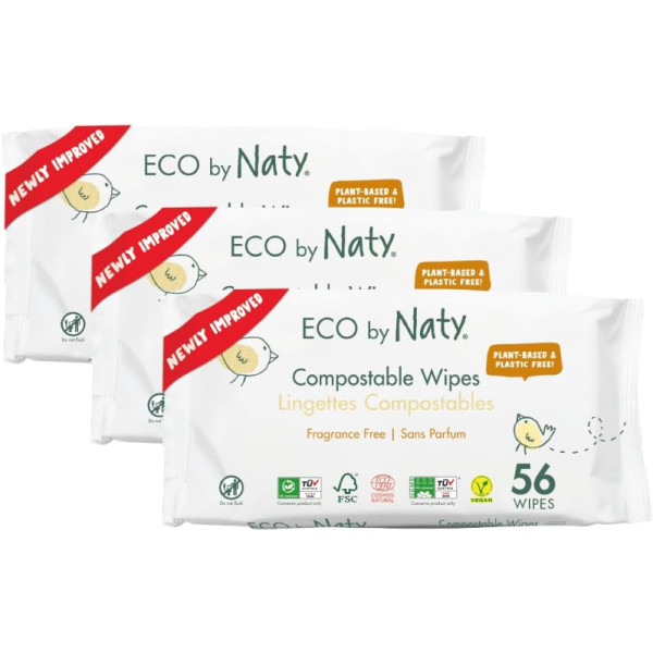 Фото - Влажные салфетки для грудничков Eco By Naty без запаха, 168 шт. (3*56 шт.) (7330933245050)