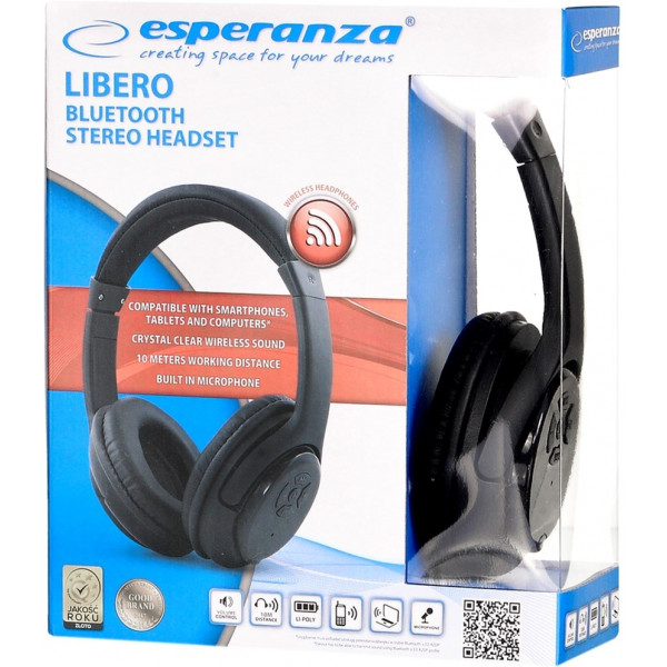 Фото - Наушники полноразмерные беспроводные Esperanza Libero Black (EH163K)