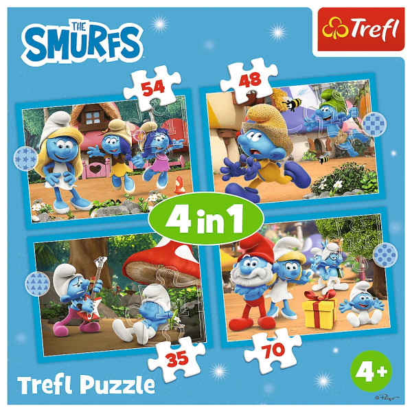 Фото - Пазлы (3-4 года) Trefl 4в1 The Smurfs Село Смурфов (46565)