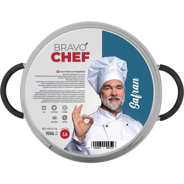 Фото - Кастрюля BRAVO CHEF Safran 1.4 л с крышкой (BC-2014-16)