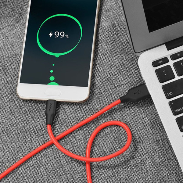 Фото - Кабель синхронизации данных HOCO X21 USB to Type-C 2A, 1m Black+Red (6957531071419)