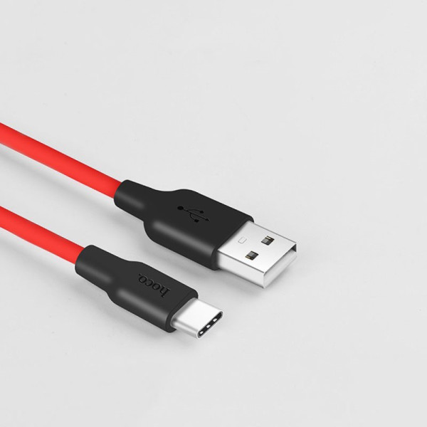 Фото - Кабель синхронизации данных HOCO X21 USB to Type-C 2A, 1m Black+Red (6957531071419)