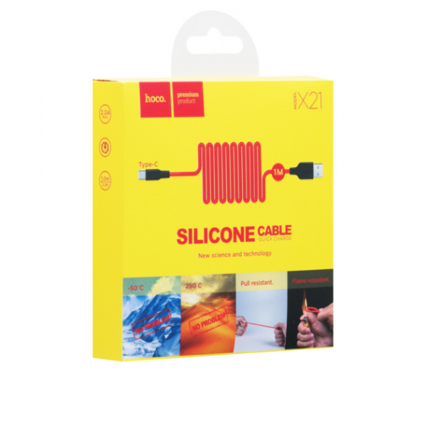 Фото - Кабель синхронизации данных HOCO X21 USB to Type-C 2A, 1m Black+Red (6957531071419)