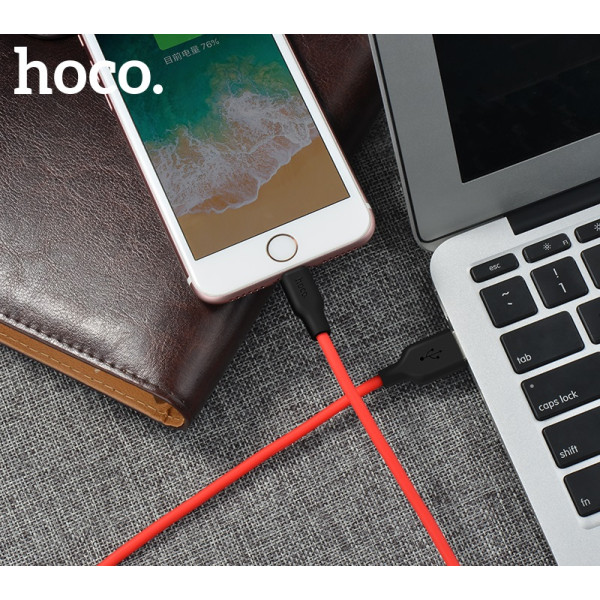 Фото - Кабель синхронизации данных HOCO X21 USB to iP 2A, 1m Black+Red (6957531071372)
