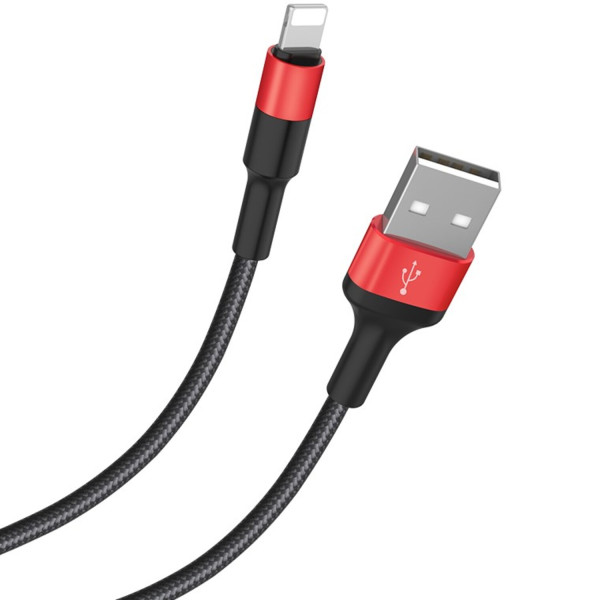 Фото - Кабель синхронизации данных HOCO X26 USB to iP 2A, 18W 1m Black+Red (6957531080190)