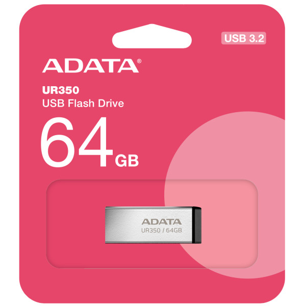 Фото - Флеш USB ADATA USB 3.2 UR 350 64Gb Silver/Black (UR350-64G-RSR/BK)