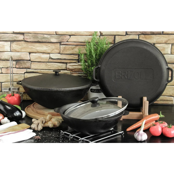 Фото - Сковорода ВОК Brizoll W28-1 3,7 л 280х96 мм, с чугунной крышкой