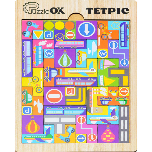 Фото - Головоломка из дерева PuzzleOk Развивающая деревянная игрушка "Тетрис Транспорт" (Puz-22922)