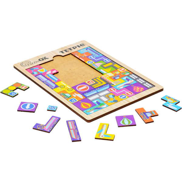 Фото - Головоломка из дерева PuzzleOk Развивающая деревянная игрушка "Тетрис Транспорт" (Puz-22922)
