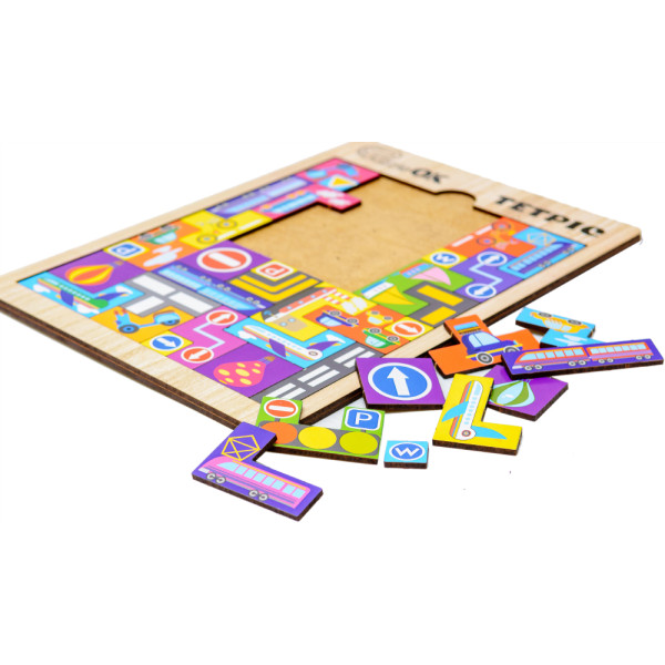 Фото - Головоломка из дерева PuzzleOk Развивающая деревянная игрушка "Тетрис Транспорт" (Puz-22922)