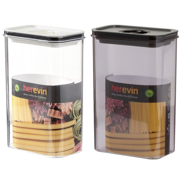 Фото - Емкость для сыпучих Herevin Canister-Vacuum Lid-White-Black 2.5 л (161189-000)