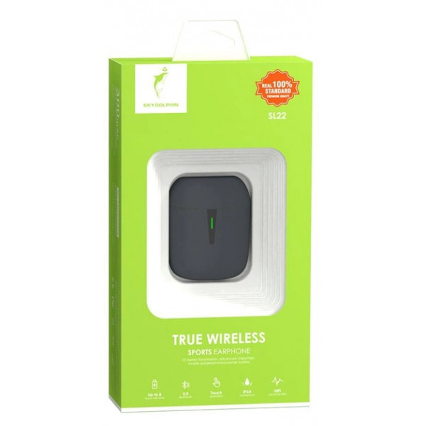 Фото - Наушники вкладыши беспроводные TWS SkyDolphin SL22 Black (BTE-000178)