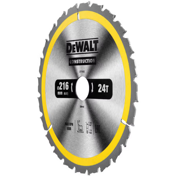 Фото - Круг отрезной по дереву DeWALT СONSTRUCTION 216х30 мм (DT1952)