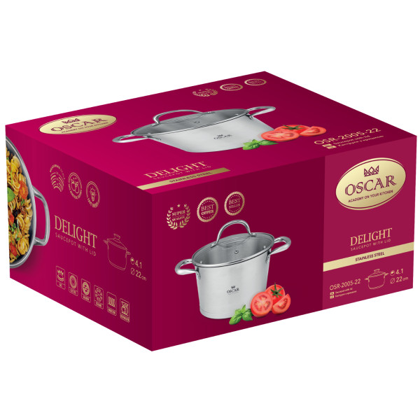 Фото - Кастрюля OSCAR Delight 22 см (4.1 л) с крышкой (OSR-2005-22)